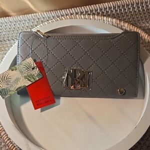 Badgley Mischka Quilted Gray Wallet Clutch